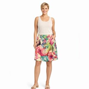 L. Bates Abstract Floral Wrap Skirt Size M Rayon